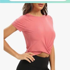 Women's Pink Twist Front Top